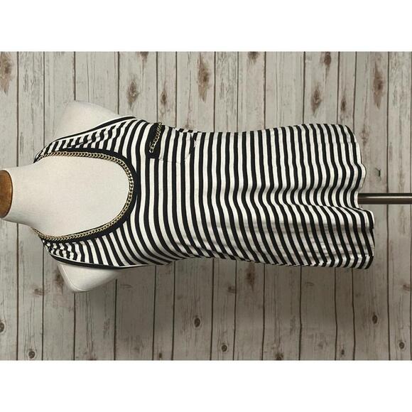 Vintage Cache black/white striped w/ gold chain detail racerback tank top Size M - Picture 1 of 7